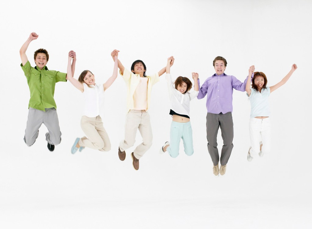 Group of Friends Jumping Together