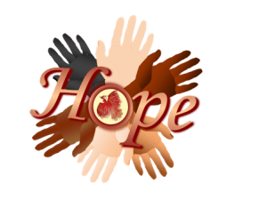 Hope Over Pain Empowerment LOGO Hope Hands starburst